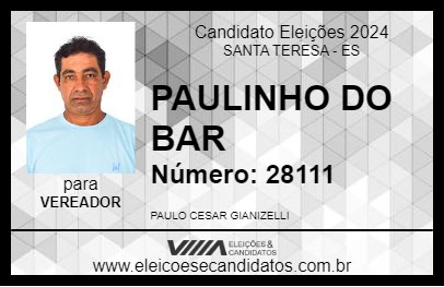 Candidato PAULINHO DO BAR 2024 - SANTA TERESA - Eleições