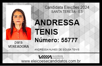 Candidato ANDRESSA TENIS 2024 - SANTA TERESA - Eleições