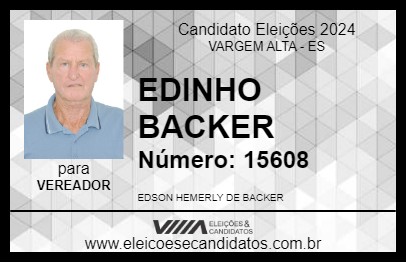 Candidato EDINHO BACKER 2024 - VARGEM ALTA - Eleições