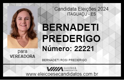 Candidato BERNADETI PREDERIGO 2024 - ITAGUAÇU - Eleições