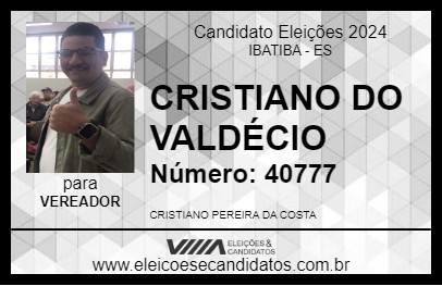 Candidato CRISTIANO DO VALDÉCIO 2024 - IBATIBA - Eleições