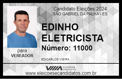 Candidato EDINHO ELETRICISTA 2024 - SÃO GABRIEL DA PALHA - Eleições