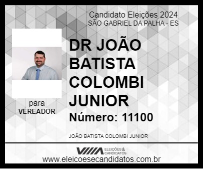 Candidato DR JOÃO BATISTA COLOMBI JUNIOR 2024 - SÃO GABRIEL DA PALHA - Eleições