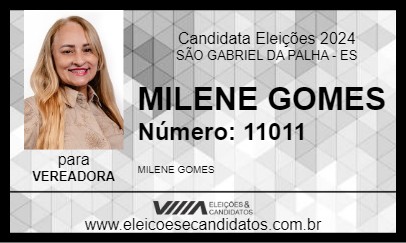 Candidato MILENE GOMES 2024 - SÃO GABRIEL DA PALHA - Eleições