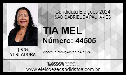 Candidato TIA MEL 2024 - SÃO GABRIEL DA PALHA - Eleições