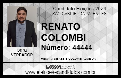 Candidato RENATO COLOMBI 2024 - SÃO GABRIEL DA PALHA - Eleições