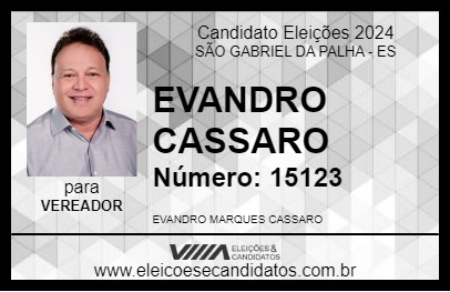 Candidato EVANDRO CASSARO 2024 - SÃO GABRIEL DA PALHA - Eleições