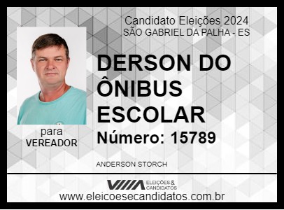 Candidato DERSON DO ÔNIBUS ESCOLAR 2024 - SÃO GABRIEL DA PALHA - Eleições