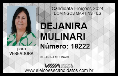 Candidato DEJANIRA MULINARI 2024 - DOMINGOS MARTINS - Eleições