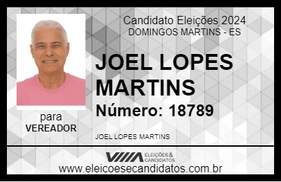 Candidato JOEL LOPES MARTINS 2024 - DOMINGOS MARTINS - Eleições