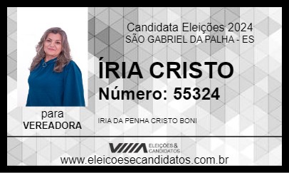 Candidato ÍRIA CRISTO 2024 - SÃO GABRIEL DA PALHA - Eleições