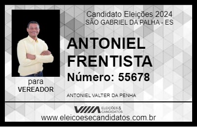 Candidato ANTONIEL FRENTISTA 2024 - SÃO GABRIEL DA PALHA - Eleições