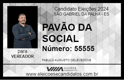 Candidato PAVÃO DA SOCIAL 2024 - SÃO GABRIEL DA PALHA - Eleições