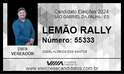 Candidato LEMÃO RALLY 2024 - SÃO GABRIEL DA PALHA - Eleições