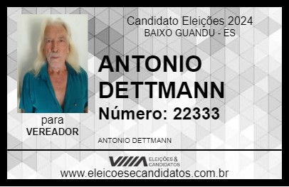 Candidato ANTONIO DETTMANN 2024 - BAIXO GUANDU - Eleições