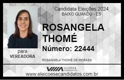 Candidato ROSANGELA THOMÉ 2024 - BAIXO GUANDU - Eleições