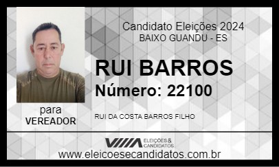 Candidato RUI BARROS 2024 - BAIXO GUANDU - Eleições