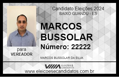 Candidato MARCOS BUSSOLAR 2024 - BAIXO GUANDU - Eleições