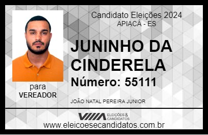 Candidato JUNINHO DA CINDERELA 2024 - APIACÁ - Eleições