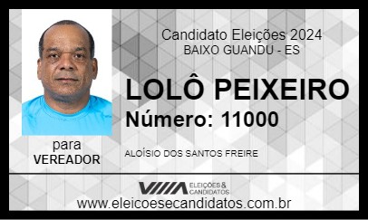 Candidato LOLÔ PEIXEIRO 2024 - BAIXO GUANDU - Eleições