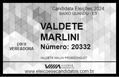 Candidato VALDETE MARLINI 2024 - BAIXO GUANDU - Eleições