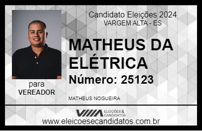 Candidato MATHEUS DA ELÉTRICA 2024 - VARGEM ALTA - Eleições