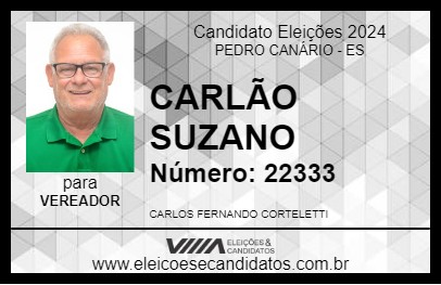 Candidato CARLÃO SUZANO 2024 - PEDRO CANÁRIO - Eleições