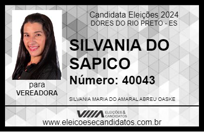 Candidato SILVANIA DO SAPICO 2024 - DORES DO RIO PRETO - Eleições