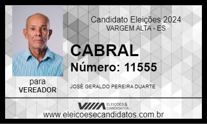 Candidato CABRAL 2024 - VARGEM ALTA - Eleições