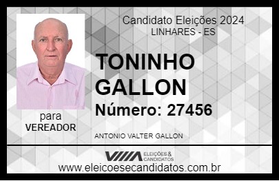 Candidato TONINHO GALLON 2024 - LINHARES - Eleições