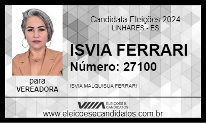 Candidato ISVIA FERRARI 2024 - LINHARES - Eleições