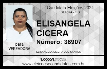 Candidato ELISANGELA CICERA 2024 - SERRA - Eleições