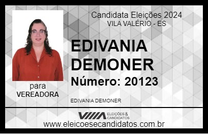 Candidato EDIVANIA DEMONER 2024 - VILA VALÉRIO - Eleições