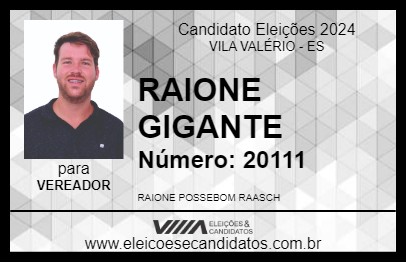 Candidato RAIONE GIGANTE 2024 - VILA VALÉRIO - Eleições