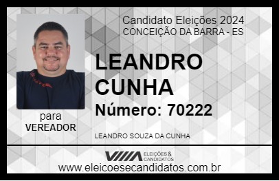 Candidato LEANDRO CUNHA 2024 - CONCEIÇÃO DA BARRA - Eleições