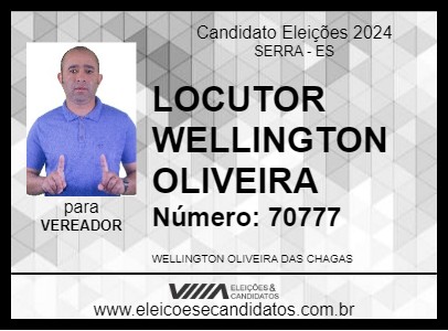 Candidato LOCUTOR WELLINGTON OLIVEIRA 2024 - SERRA - Eleições