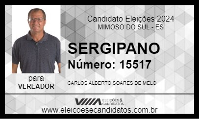 Candidato SERGIPANO 2024 - MIMOSO DO SUL - Eleições