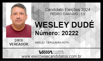 Candidato WESLEY DUDÉ 2024 - PEDRO CANÁRIO - Eleições