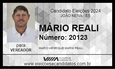 Candidato MÁRIO REALI 2024 - JOÃO NEIVA - Eleições