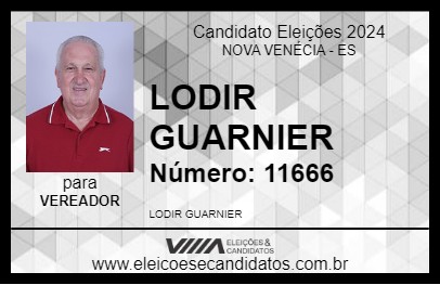 Candidato LODIR GUARNIER 2024 - NOVA VENÉCIA - Eleições