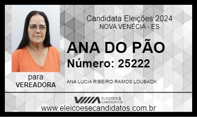 Candidato ANA DO PÃO 2024 - NOVA VENÉCIA - Eleições