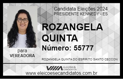 Candidato ROZANGELA QUINTA 2024 - PRESIDENTE KENNEDY - Eleições