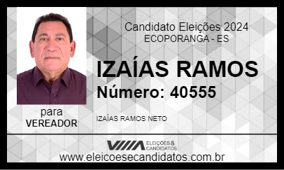 Candidato IZAÍAS RAMOS 2024 - ECOPORANGA - Eleições