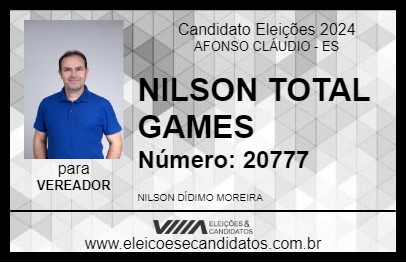 Candidato NILSON TOTAL GAMES 2024 - AFONSO CLÁUDIO - Eleições