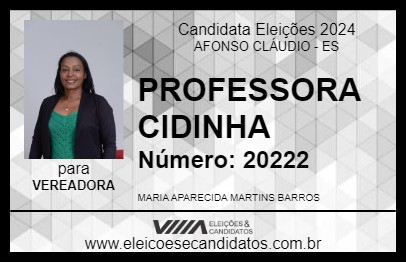 Candidato PROFESSORA CIDINHA 2024 - AFONSO CLÁUDIO - Eleições