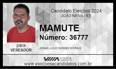 Candidato MAMUTE 2024 - JOÃO NEIVA - Eleições