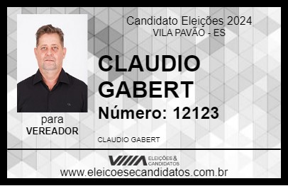 Candidato CLAUDIO GABERT 2024 - VILA PAVÃO - Eleições