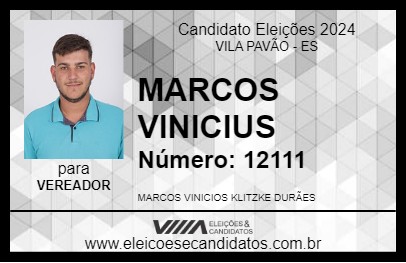 Candidato MARCOS VINICIUS 2024 - VILA PAVÃO - Eleições