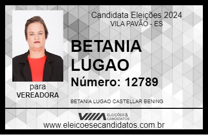 Candidato BETANIA LUGAO 2024 - VILA PAVÃO - Eleições