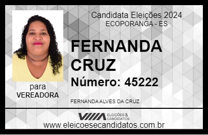 Candidato FERNANDA CRUZ 2024 - ECOPORANGA - Eleições